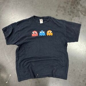 Vintage 2000's Fruit of the Loom black Pac-Man tee on heavy cotton Sz XL